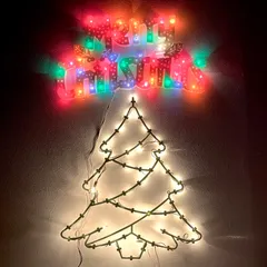 ◼︎X'mas◼︎室内用 クリスマスイルミネーション 「Merry Christmas・ツリー型」2個セット 壁掛け式