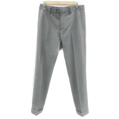 コムサメン COMME CA MEN スラックスパンツ アンクル丈 ロールアップ 千鳥格子柄 44 XS ブラック 黒  グレー /YM42のサムネイル