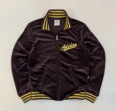 アディダス y2k タイトフィット ベロア ツアーベルベット ジャージ PURPLE パープル ブラウン