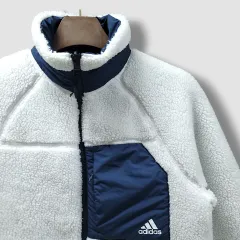S アディダス ホワイト&ネイビー シェルパ リバーシブル ジャケット