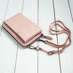 スマホショルダー 財布付き スマホポーチ ポシェット ショルダーバッグ サコッシュ レディース メンズ 本革風 縦型 スマホケース 大容量（ピンク）【アウトレット品】