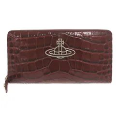 未使用品 ヴィヴィアンウエストウッド CROCODILE THIN LINE ORB 型押しレザー ボルドー ラウンドファスナー 長財布 1435 Vivienne Westwood