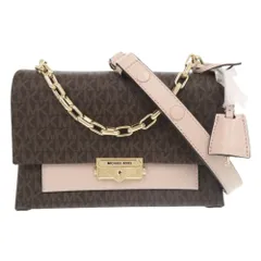 未使用品 マイケルコース CeCe MKシグネチャー PVCコーティングキャンバス ブラウン ピンク 2WAY ショルダーバッグ 1478 Michael Kors