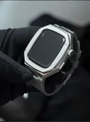 工具不要　最新　46mm 45mm 44mm  アップルウォッチ　カスタム　カバー　ケース　メタル　ラバーバンド　ベルト　スクリューレス　351