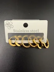 ステンレスフープ　ピアス　三つ　　セット