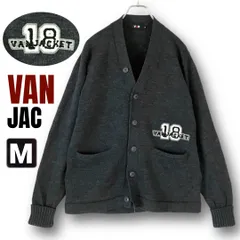 ヴァンヂャケット VAN JACKET★6つボタン★ウールカーディガン★厚手★チャコール★袖ダブルリブ★メンズM    #2511N039