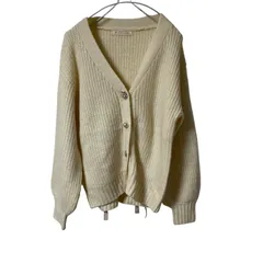 Z1595【美品】MAJESTIC LEGON マジェスティックレゴン ニットカーディガン Vネック ボタン装飾 アイボリー サイズM