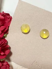 K18メッキ　イエローオパールAA++  ピアス　サージカルステンレス　つけっぱなし