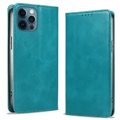 【在庫処分】12 アイフォン カバー スタンド機能 カード収納 手帳型 手帳 手帳型 手帳型 iphone12 型 スマホケース マグネット式 薄型 放熱性 衝撃吸収 軽量 レザー ケース 落ち着いた色【ライトブルー】 ケース iphone12pro 【KWA