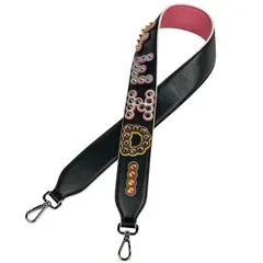 フェンディ FENDI ロゴ ショルダーストラップ 肩掛け スタッズ ショルダーストラップ レザー ブラック レディース 【中古】