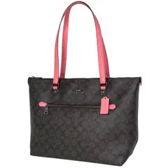 コーチ COACH シグネチャー ショルダーバッグ ロゴ トートバッグ ショルダーバッグ コーティングキャンバス ブラウン ピンク 79609 レディース 【中古】
