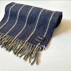 Drakes / ウールアンゴラ　ストライプ　リバーシブルマフラー