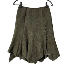 Z1595【美品】Pinky&Dianne ピンキーアンドダイアン ツイードスカート アシンメトリー ラメ入 グリーン サイズ36