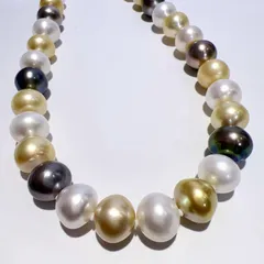 SV 天然 白蝶 南洋 黒蝶 タヒチ ゴールド ブラック シルバーグレイ パール ネックレス 42.5cm P10-11.9mm 71.5g 鑑別書 本真珠 レディース アクセサリー 未使用 aua119364r60615