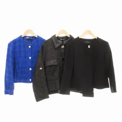 ザラ ZARA 3点セット まとめ ツイードジャケット ノーカラー M L マルチカラー /JS