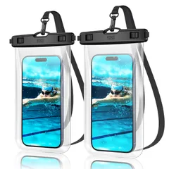 【ラスト1点】海 プール IPX8認定 お風呂 ぼうすいスマホケース タッチ操作 高透過率 水中撮影 防水ケース 顔認証 首かけ シュノーケリング スイミング 釣り スマホ 雨 潜水 水泳 雪 温泉適用 【独自のロック装置・完全防水】YOSH 透明クリア 7.
