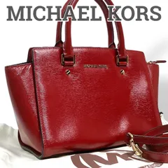 【美品】MICHAEL KORS マイケルコース　ショルダーバッグ　ハンドバッグ　クロスボディ　エナメル　レッド　レディース　女性向け　保存袋あり　お出かけ　普段使い　日常使い　通勤　通学　おしゃれ　ブランドカバン　鞄　バッグ　人気バッグ　ブランドバッグ