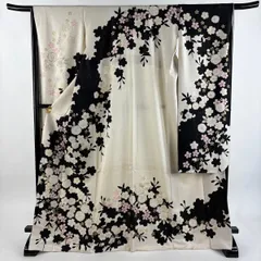 振袖 身丈170cm 裄丈66cm M 袷 徳永憲峯 落款 辻が花 シルエット 銀通し 金彩 クリーム 正絹 逸品 【中古】