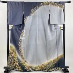 訪問着 身丈165.5cm 裄丈67.5cm L 袷 徳永憲峯 落款 辻が花 金通し ぼかし 灰紫 正絹 逸品 【中古】