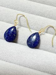 1点作品☆ ペアシェイプ型枠ラピスラズリピアス イヤリングに変更可能