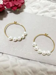 日本製アクセサリー　パールビーズ　フープ　ピアス