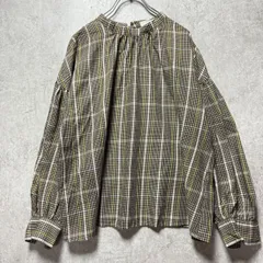 SamansaMos2　サマンサモスモス　スタンドカラー　チェック柄ブラウス　長袖　F 　オフショル　ギャザー　ブラウス　プルオーバー 美品