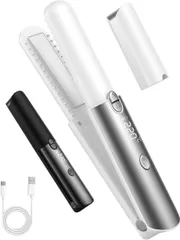 ストレート ヘアアイロン コードレス ミニ &6000mAh大容量バッテリー&160℃～220℃7段階温度調整 2WAYカール/ストレート 前髪 TYPE-C充電式 持ち運び 男女兼用 モバイルバッテリー 自動電源OFF 誤起動防止ロック 耐熱ポーチ付