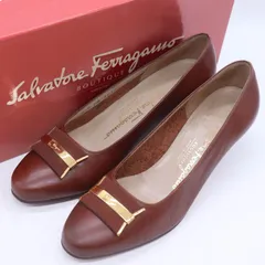 サルヴァトーレフェラガモ パンプス シューズ ブランド 靴 イタリア製 レディース 5.5サイズ ブラウン Salvatore Ferragamo 【中古】
