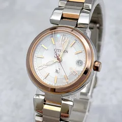 稼働 CITIZEN シチズン xC クロスシー 電波ソーラー レディース 腕時計 ピンクゴールド コンビ Eco-Deive デイト  63