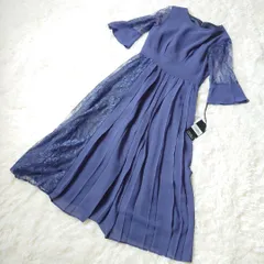 新品   未使用    タグ付き    pourvous ワンピース ドレス プールヴー レース 未使用 ブルー サイズM
