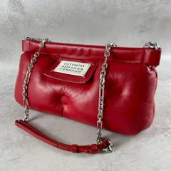 MAISON MARGIELA メゾンマルジェラ グラムスラム 中綿 チェーン レザー 本革 がま口 ショルダーバッグ クロスボディ 斜め掛け レッド 赤 レディース メンズ 近年モデル