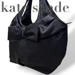 ☆★美品★Kate spade ケイトスペード★トートバッグ　肩掛け　リボン　カード　保存袋　A4サイズ収納可能　大容量　ナイロン　ブラック★　♯2013