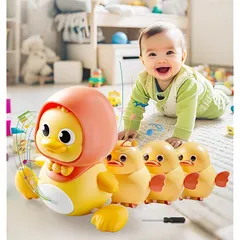 TANBIN 赤ちゃん おもちゃ 0歳 アヒル親子4羽セット【ドライバ―＆説明書付き】 1歳 2歳 3歳 男の子 女の子 誕生日プレゼント 知育玩具 出産祝い 音楽 ライト付き (ママ1羽+子3羽) 1