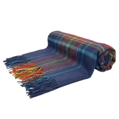 Glen Prince(グレンプリンス) マフラー - ネイビー×レッド×マルチ チェック柄 ウール