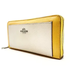 【良品】 COACH 長財布 ロングウォレット ラウンドファスナー レザー 革 ベージュ ユニセックス 男女兼用 メンズ レディース バイカラー