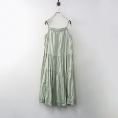 ピンクハウス PINK HOUSE 綿ローン 裾ピコフリルロングキャミワンピース ミントグリーン系┃ドレス Aライン【2400014676785】