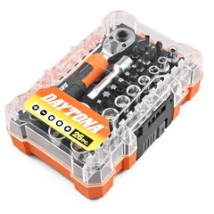 デイトナ(Daytona) バイク 工具セット コンパクト ラチェットハンドル エクステンションバー付 1/4インチソケット対応 六角ソケット&各種ビット ミニツールセット 26ピース