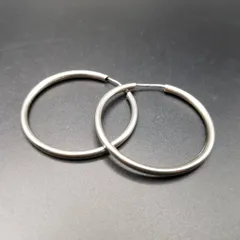 シンプル ラウンド リング 925 シルバー ヴィンテージ フープ ピアス 銀 大ぶり 華奢 細幅 定番 カジュアル Y25-G