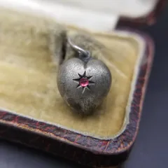 WWII期 ヴィンテージ スウィートハートジュエリー シンプル チャーム 925 シルバー ペンダントヘッド 銀 ピンク石 ネーム彫金 Pat Y25-D