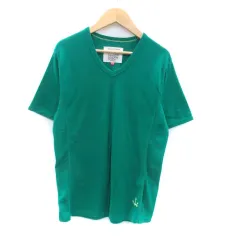 アーバンリサーチ URBAN RESEARCH Tシャツ カットソー Vネック 半袖 刺繍 38 M 緑 グリーン /HO8