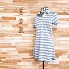 【フィラゴルフ】バイカラー メッシュ ボーダー ゴルフ ワンピース Mグレー×白 フィラゴルフ】バイカラー メッシュ ボーダー ゴルフ ワンピース M