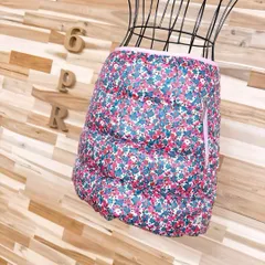 【ルコックスポルティフ】ダウン フェザー 花柄 ゴルフ スカート総柄 ピンク×緑