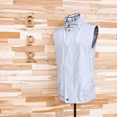 【ラルフローレン】ライト ナイロン ゴルフ ベスト 首元 中綿入り Lグレー×銀