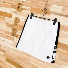 サンプル品【ジュンアンドロペ】ライン ロゴ ゴルフ スカート インナー付き白×黒