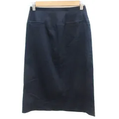 ナチュラルビューティーベーシック NATURAL BEAUTY BASIC フレアスカート ミモレ丈 S ネイビー 紺 /YM12