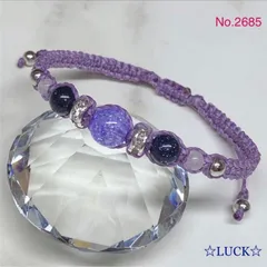 No.2685《パープルクラック水晶&ブルーサンド&ラベンダーアメジスト》ライラック　ブレスレット
