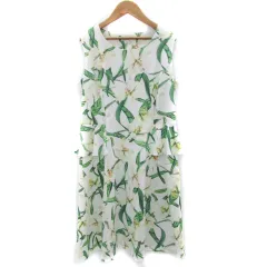 リーベ Liebe ワンピース ミモレ丈 ノースリーブ 花柄 40 L ホワイト 白 /YM35