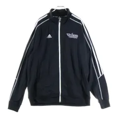 adidas (アディダス) 胸元エンブロイダリーデザイン ダブルポケット アームラインデザイン ジップアップ トラックジャケット ブラック 0DE003