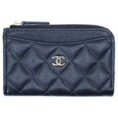 CHANEL (シャネル) マトラッセ フラグメントケース コインパース 小銭入れ ブラック キャビアスキン ゴールド金具 AP3179