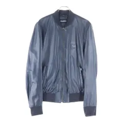 DOLCE & GABBANA (ドルチェアンドガッバーナ) Leather Jacket ロゴプレート ラムレザージャケット ネイビー G9PB9L FUL89のサムネイル